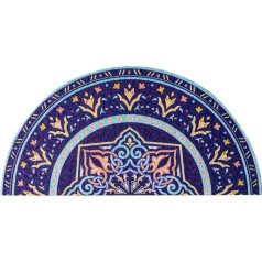 Chrasy European Style Semicircle Shape Semicircle Simplicity 40 x 80 cm Non-Slip Door Mat PVC Material for Front Door, Easy to Clean, Blue