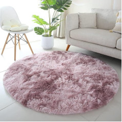 SHIPKEY Fluffy Soft Round Rugs, Shaggy Non-Slip Rug for Bedroom Living Room, Round Area Rugs Perfect for Boys & Girls (Red Purple, 3.3 x 3.3 Feet / 100 x 100 cm)