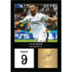 Icons Wall Art Kylian Mbappe Real Madrid Signed Mounted Photo Display A4 Gift For Real Madrid Fans Digitally Reproduced Signed Unframed