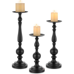 Sziqiqi Tall Candle Holder for Pillar Candles - Black Candle Holder Set of 3 Large Candle Holders for Floor and Table Modern Centrepieces for Halloween Christmas Wedding Decor