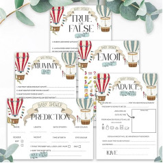 Baby Shower Games - The Ultimate Large Baby Shower Game Bundle 5 in 1 Up and Away Hot Air Balloon Vintage Design