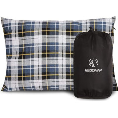 REDCAMP Outdoor Camping Kissen, Reisekopfkissen Komprimierbar, leicht, Flanell, kleines kopfkissen, mit Abnehmbarer Kissenbezug (Blau und Schwarz)