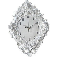 F Fityle Creative European Style Wall Clock Retro Silent Wall Art Resin Angel Figurines for Bathroom Dorm Farmhouse Hotel White
