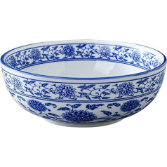 YARNOW Chinese Blue and White Porcelain Bowls, Large Ceramic Serving Bowls, Cereal/Salad/Noodle Bowls for Home, Kitchen, 8 Inch