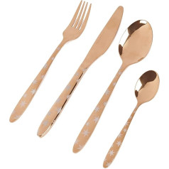 Sabichi Copper Star 16 Piece Cutlery Set for Four - Includes Table Knife, Fork, Spoon