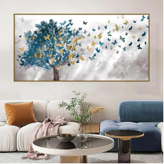 Aesthetic Blue Canvas Pictures, Modern Abstract Wall Pictures, Nature Art, Flora and Fauna Poster Set for Living Room, Bedroom, No Frame (40 x 80 cm)