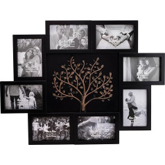 Thetford Design Family Tree Collage Photo Frame with 6 Picture Holders (Black and Bronze)