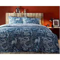 Creative Cloth Winter Woods DB D/Set Midnight, Polycotton, Midnight Blue, Double