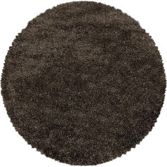 Giantore Rug 160 cm Round Brown 50 mm High Pile / Fluffy Rug Made of High-Quality Polypropylene / Fluffy Rug as Bedroom, Children's Room or Living Room Rug