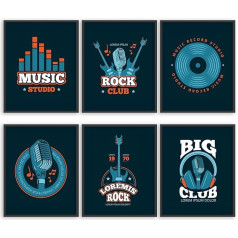 Admmixoo Retro Music Wall Art Vintage Rock Festival Music Party Canvas Prints Vinyl Records Music Guitar Cassette Poster Picture Decoration for Studio (Vintage Rock Poster, 11x14 Inch,