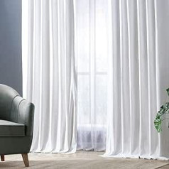 HPD Half Price Drapes PRCT-BO-P HPD Cotton Opaque Curtains, 120 Inch Long, Solid Thermal Insulated Window Curtain, 50 x 120 Inch (1 Panel), White/Opulent Garden, 50 x 120