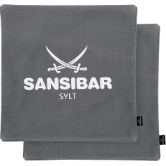 Sansibar Decorative Cushion, Sofa Cushion, 100% Cotton (Cover - 45 x 45 cm - Set of 2, Anthracite/White)