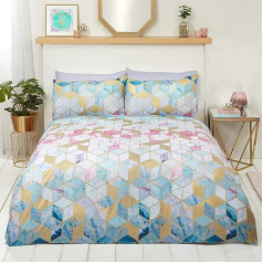Rapport Quartz Geometric Duvet Cover, Multi-Colour, Single, Gold