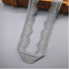 Red Elastic Lace Ribbon 30mm Wide Embellishments Stretch Lace Trim Embroidered Mesh Cord for Sewing African Lace Fabric, Grey, 5 Yards