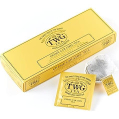 TWG Tea Crème Caramel Tea Rooibos Tea Without Caramel and Thein 15 Hand-Stitched Cotton Tea Bags Gift Set
