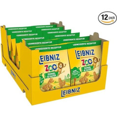 LEIBNIZ ZOO with Spelt & Oats - Pack of 12 - Mini Butter Biscuits in Fun Animal Motifs for Children - Palm Oil Free - Value Pack (12 x 125 g)