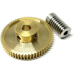 HOMEXO Worm Gear and Worm 0.8m Precision Turbine Worm Gear Set 1: 20/30/40/50/60 Teeth Stainless Steel Worm Copper Gear Accessories (Color : Worm 8mm, Size : 60 Teeth-10mm)