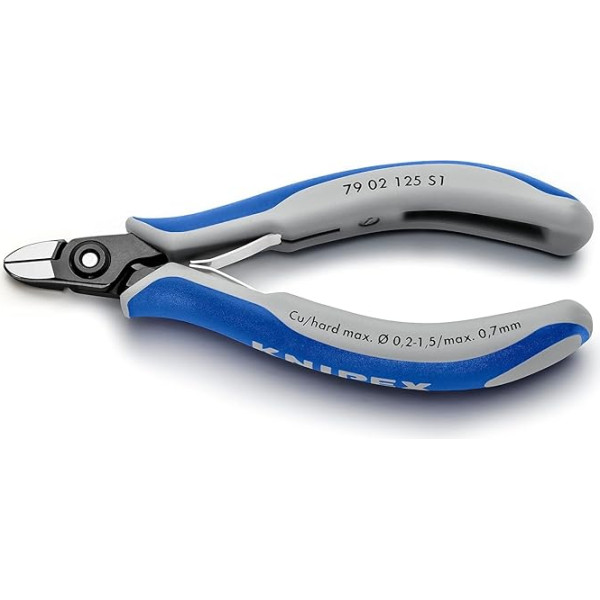 Knipex Precision Electronic Side Cutters for Opening Plastic Cable Connectors Burnished with Multi-Component Sleeves 125 mm 79 02 125 S1