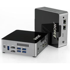 AWOW Mini PC Windows 10 Pro 6GB DDR4 128GB SSD Micro Computer, Celeron J3455 4K HD/2.4G+5G WiFi/Dual LAN/BT 4.2/HDMI*2 AK34