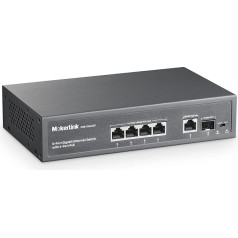 MokerLink 4-Port Gigabit PoE Switch, 1 Gigabit Uplink, 1 Gigabit SFP, IEEE802.3af/at 75W, PoE Watchdog AI Detection, Qos, Fanless Metal Plug-in-Play Ethernet Switch