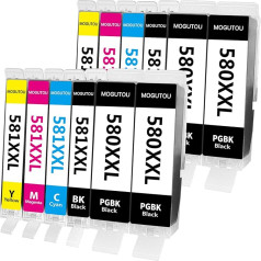 MOGUTOU 580 581 XXL Multipack Cartridges for Canon 580 581 XXL Printer Cartridges Compatible with Canon Pixma TS705 TR8550 TR7550 TS6150 TS6151 TS6250 TS6350 TS8251 TS9550 TS9551 (Pack of 12)