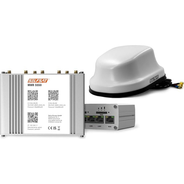 SELFSAT MWR 5550 White (4G / LTE / 5G & WLAN Internet Router up to 3.3 Gbps incl. 5G Roof Antenna), Starlink Compatible