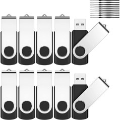 JEVDES USB Stick 32 GB Pack of 10 Memory Stick 32 GB USB 2.0 Flash Drive USB Memory Stick Pendrive Data Storage with Lanyard (Pack of 10 Black)
