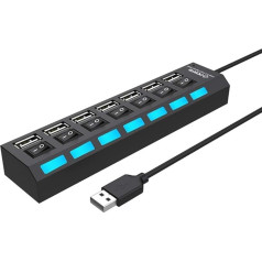 True Face 7 Port 2.0 Fast Charge External Extension Cable Multi USB Hub