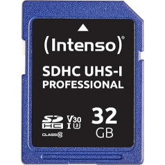 Intenso Professional SDHC UHS-I Class 10, U3, V30 32GB Memory Card (up to 100 MB/s) Blue