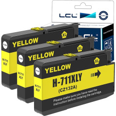LCL Compatible Ink Cartridge 711XL 711 XL CZ132A HighYield Pigment (3Yellow) Replacement for HP Designjet T530 T130 T525 T120 24 T120 610 T520 24 T520 36 T520 610 T520 914 T125 24