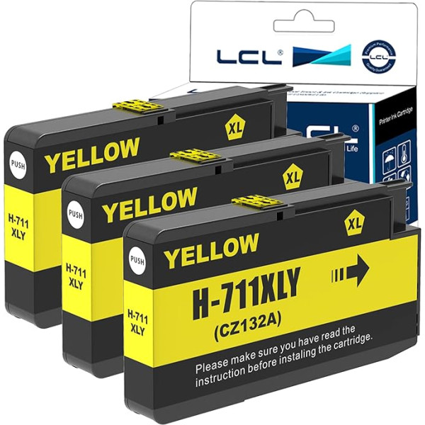 LCL Compatible Ink Cartridge 711XL 711 XL CZ132A HighYield Pigment (3Yellow) Replacement for HP Designjet T530 T130 T525 T120 24 T120 610 T520 24 T520 36 T520 610 T520 914 T125 24