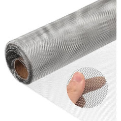 uxcell 20 Mesh 304 Stainless Steel Woven Wire Mesh Screen, 118 Inch x 24 Inch Hard and Heat Resistant Wire Mesh for Wall, Hole, Garden, DIY Project, Will Not Rust, Easy to Cut
