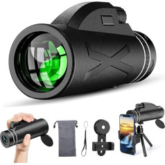 80 x 100 HD Monocular Telescope for Adults - Compact Monocular High Performance Telescope with BAK4 Prism FMC Lens - Waterproof Zoom Telescope with Phone Holder Tripod for Bird Watching Travel