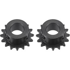 sourcing map #25 Chain Roll Gear 14 mm Bore 1/4 Inch Distance 16 Teeth Single Beach Chain Sprocket C45 Carbon Steel 25 Roll Chain Sprocket with Set Screws for ISO 04C Chain Pack of 2