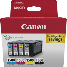 Canon PGI-1500 Genuine Ink Cartridges, Pack of 4 (Black, Cyan, Magenta, Yellow) - Cardboard Multipack