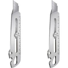 Pack of 2 Multi-Purpose Utility Knives, Utility Knife Cutter Knife Metal, 6-in-1 Stainless Steel Multi-Purpose Cutter Knife, Utility Knife Multitool, Carpet Knife Cutter & Utility Knife for Cardboard,