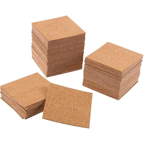 Operitacx Pack of 100 Cork Spacers Self-Adhesive Cork Strips Square Wood 100 mm Seal
