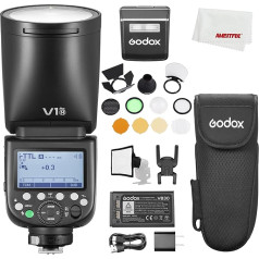 Godox V1 PRO V1 PRO N TTL Li-ion Round Head Camera Flash for Nikon 76Ws HSS 1/8000 with Godox AK-R1 Accessory Kit for Nikon Cameras