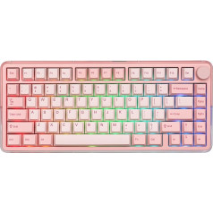 KiiBoom Breeze 75 75% CNC Aluminium and Acrylic Wireless Gaming Keyboard, Seal Mechanical Keyboard, BT5.0/2.4GHz/USB-C Wired RGB Creamy Keyboard, with 8000 mAh Battery for Win/Mac (Pink)