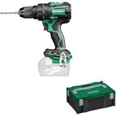 HIKOKI DV36DCW2Z Cordless Hammer Drill 13 mm Metal Keyless Chuck (36 V, Max. Fixed Torque Hard: 155 Nm, Brushless, Accessories: 1 Additional Handle, 1 HSCII Case, Battery and Charger Not Included)