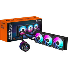 GIGABYTE Aorus Waterforce X II 360 AIO Liquid CPU Cooler - 3 x 120 mm ARGB Fan, Full Colour LCD, Daisy Chain, Compatible with Intel LGA 1851 and AMD AM5