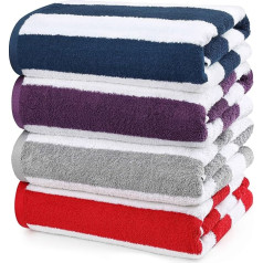 Utopia Towels Pack of 4 beach towels, 76 x 152 cm, absorbent towels made of 100% cotton (red, navy, grey, plum)