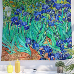 Berkin Arts Decor Tapestry for Hanging, Background Made of High-Quality Polyester Fabric, Post-Impressionism, Colourful Pastose Brushstrokes, 150 x 200 cm (Vincent van Gogh Irissen)