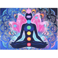 AUNMAS Wall Hanging Tapestry, Wall Hanging Tapestry Seven Chakra Tapestry Blanket Bohemian Mandala Yoga Meditation Bedroom Decoration Room Divider (230 x 180 cm)