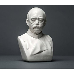 Bismarck Sculpture Made of High-Quality Zellan, Handmade, Made in Germany, Bust in White, 15 cm