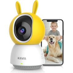 KAWA Baby Monitor, 2K Indoor Security Camera, 2.4G WiFi 360 IP Cameras for Home Security, Pet Camera, 2-Way Audio, Night Vision, Motion Detection, Cloud/TF Card Storage, Works with Alexa