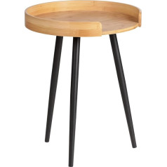 WENKO Loft Side Table, Small Coffee Table Made of Sustainable Bamboo and Metal, Cool Industrial Design for Kitchen, Hallway, Living Room, Round Bedside Table, Diameter 40 x 50 cm, Matte Black /