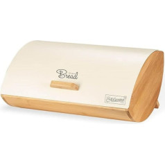 Feel Maestro Bread Bin MR-1775-IVORY Ivory Wood Metal Bamboo 25 x 13.3 x 36.5 cm