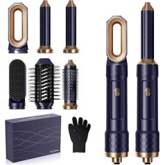 6-in-1 Airstyler Hair Styler, Curling Iron Blow-Dryer Brush with Warm Air Brush, Round Brush Hairdryer, Automatic Hair Straightener Brush, Hair Styler for Hair Volume, Straightening, Curling and