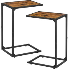 Nandae Pack of 2 Side Tables, C Shape Coffee Table, Sofa Table, Bedside Table, Laptop Table, Metal Frame, Wooden Table Top, Living Room, Bedroom (40 x 30 x 64 cm)